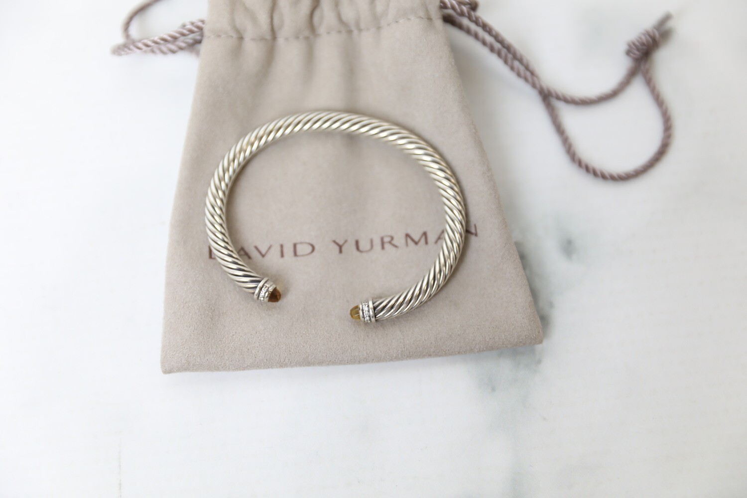 David Yurman Cable Bracelet with Citrine and Diamonds, Preowned in Pouch WA001
