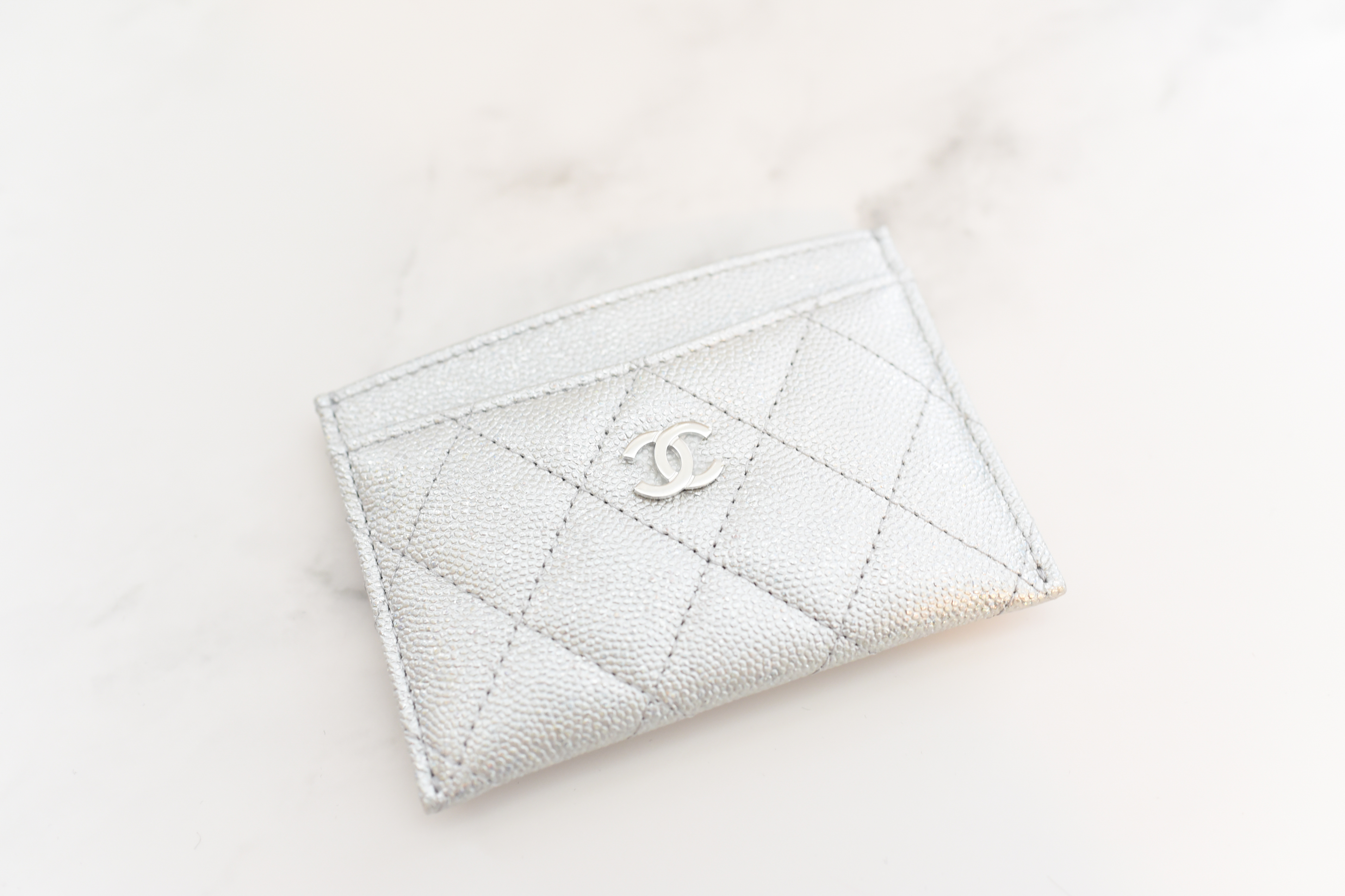 Chanel Teal Silver Hardware Cardholder · INTO