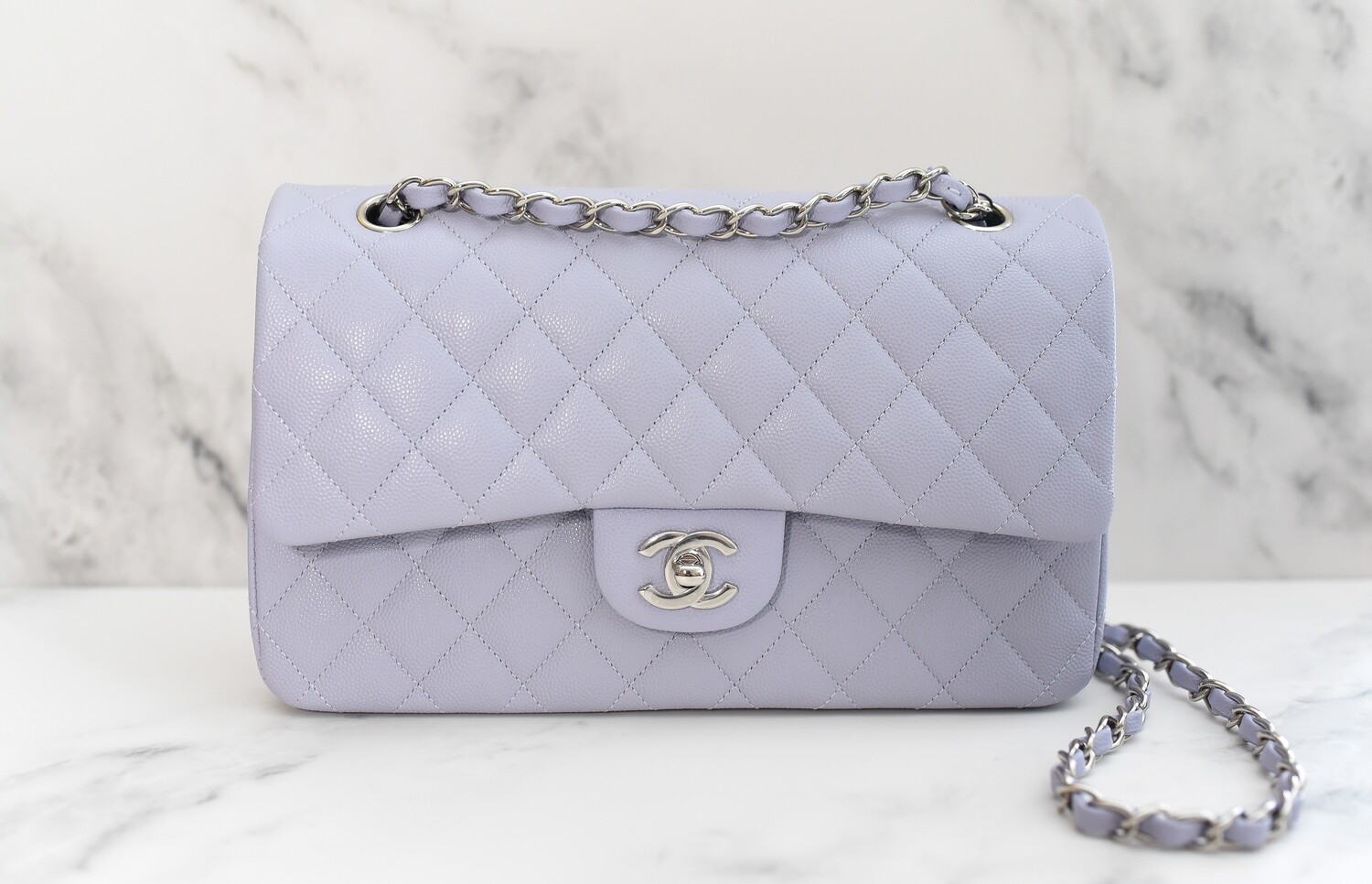 Chanel Classic Medium Double Flap, Violet Lavender Lilac Purple with Silver  Hardware, New in Box GA001