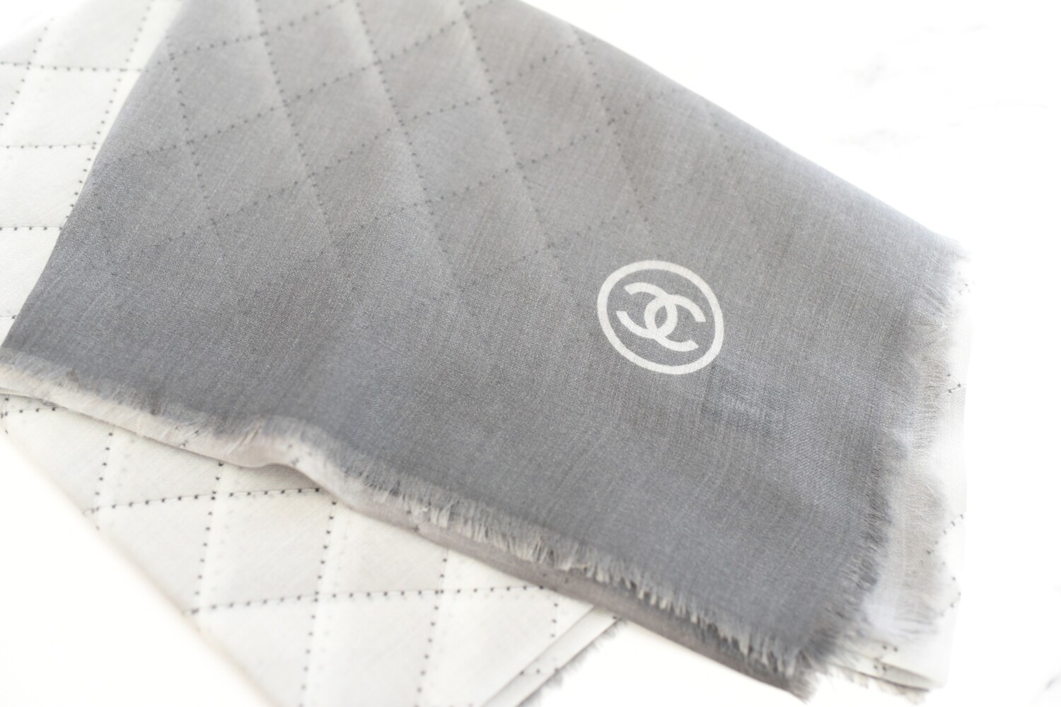 Chanel Scarf Lightweight Cashmere, Ombré Quilted, New - No Box GA004