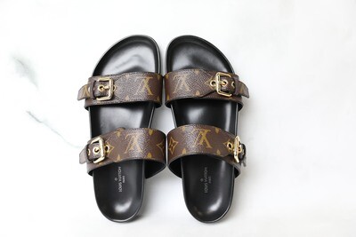 Louis Vuitton Shoes Bom Dia Flat Slides, Size 38.5, New in Dustbag WA001