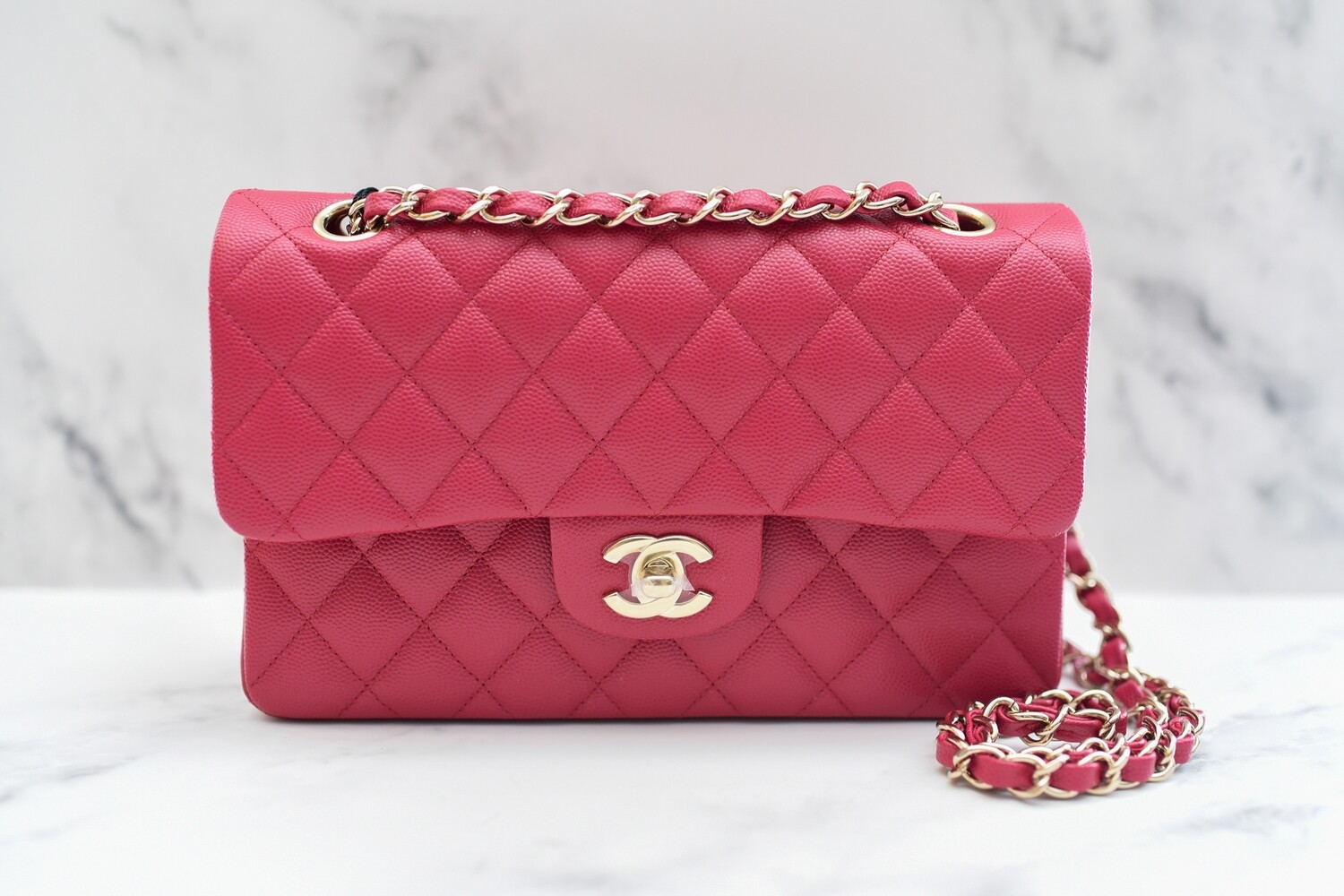 Chanel Classic Small Double Flap, Dark Pink Caviar Leather with Light Gold  Hardware, New in Box GA001 - Julia Rose Boston