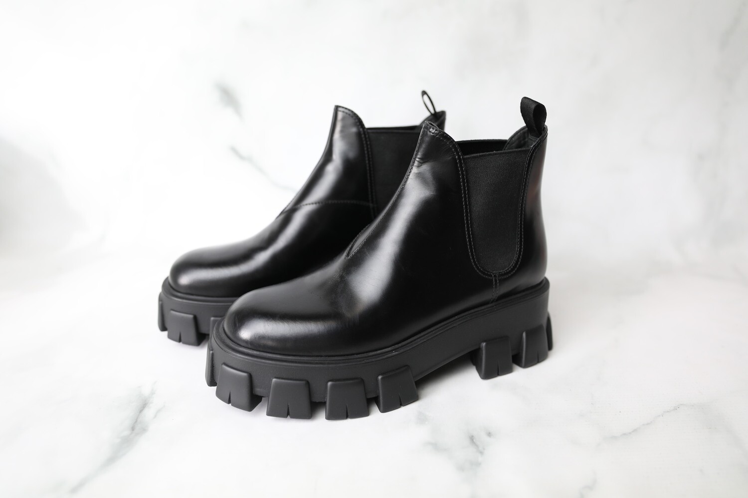 Prada Lug Sole Chelsea Boots, Black, Size 39, As New in Box WA001 Julia  Rose Boston Shop