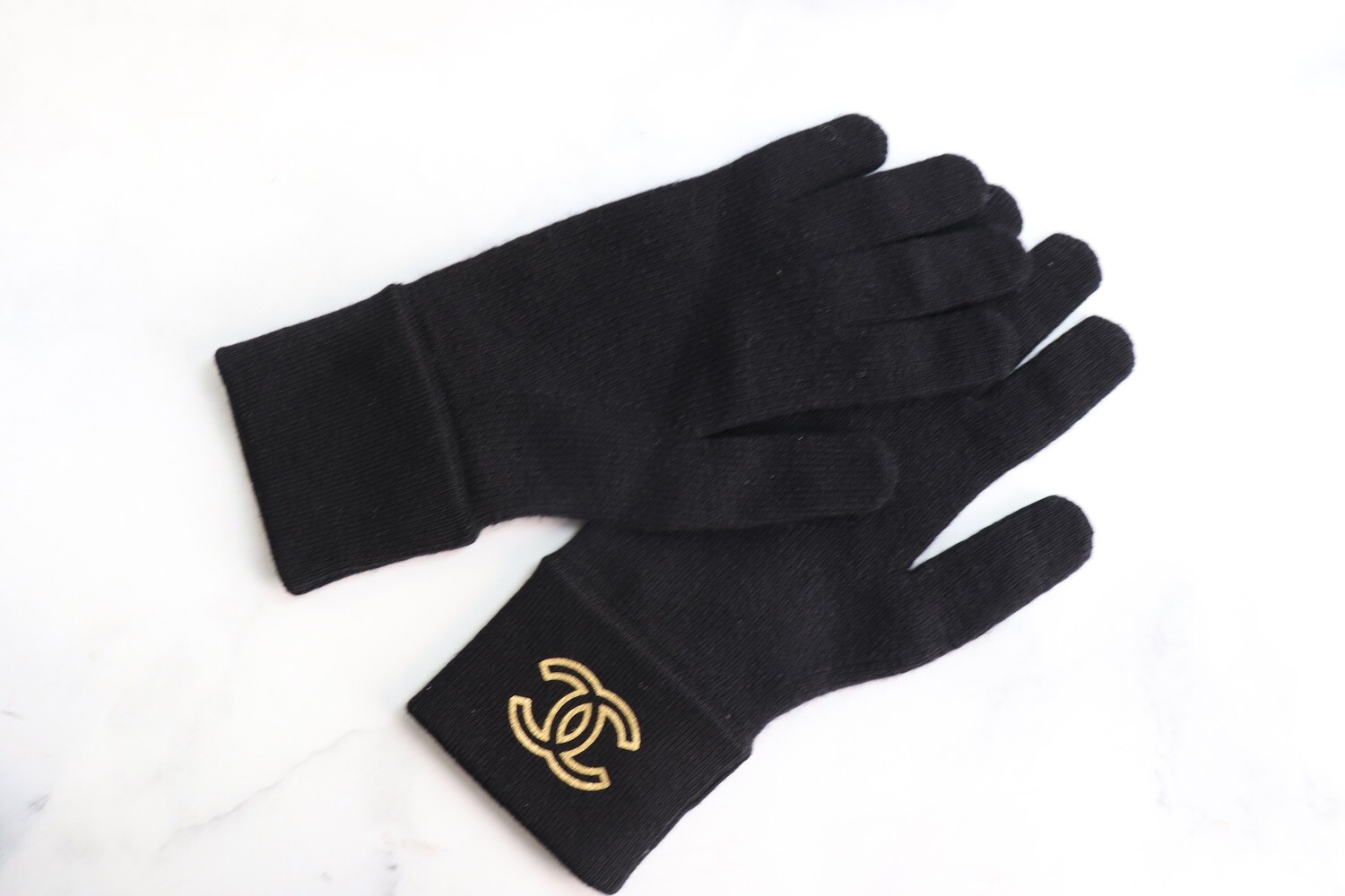Chanel Gloves, Black with Gold, New