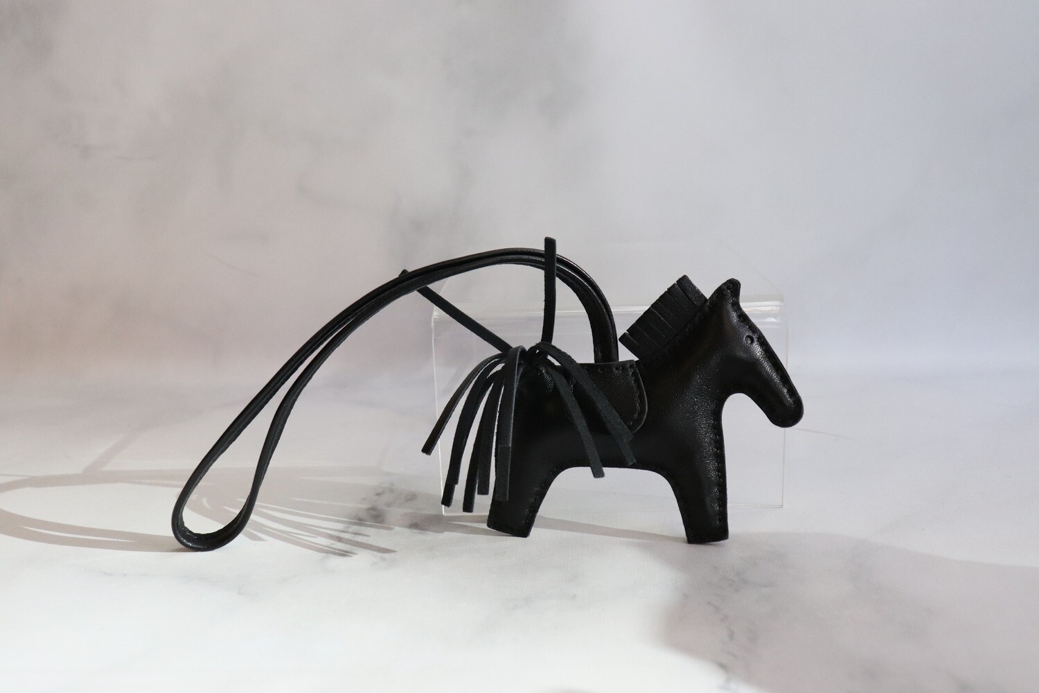 Hermes Charm Milo Lambskin Grigri Rodeo Horse, Black, New in Box