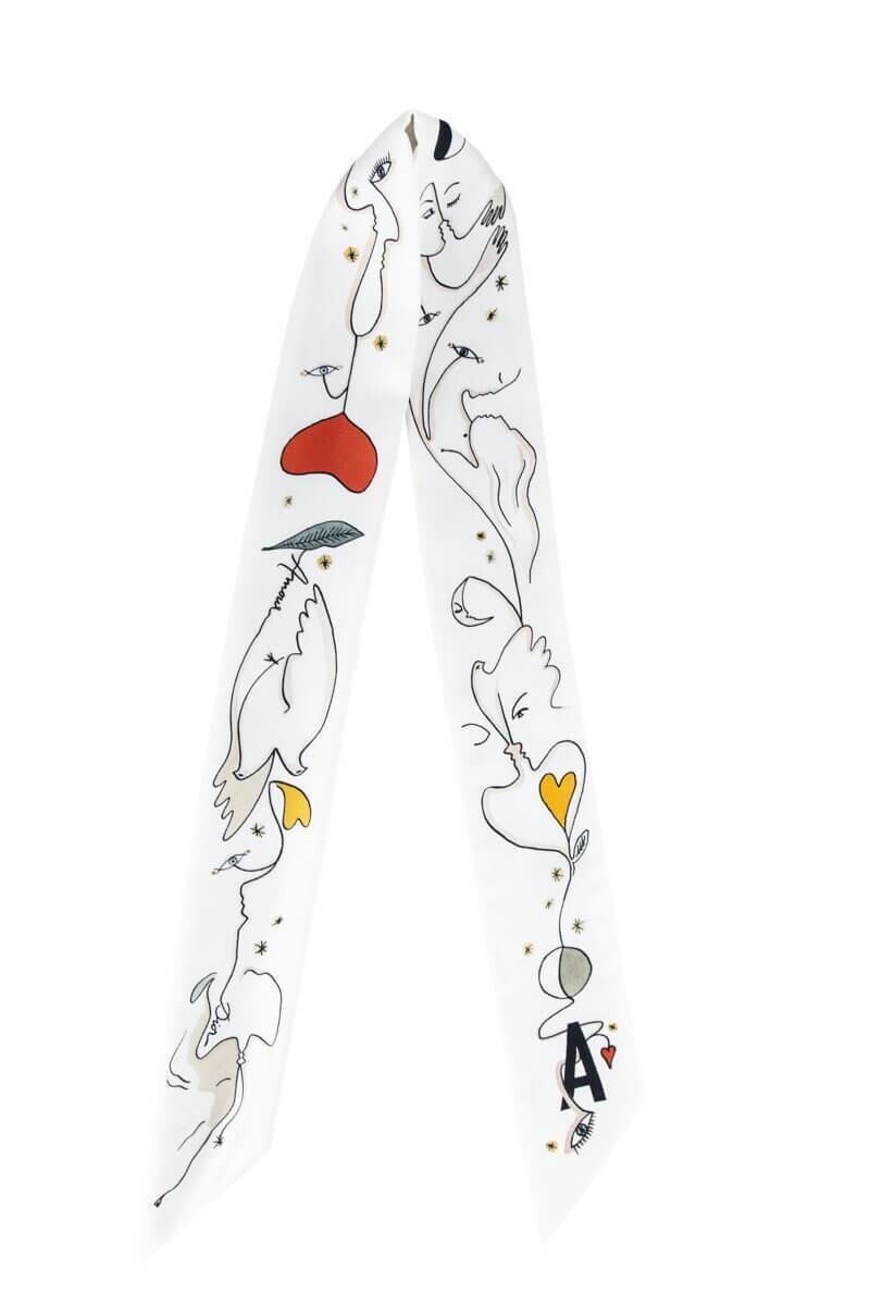 Dior Twilly White Amour Silk ABCDior Mitzah Scarf, Like New without Box