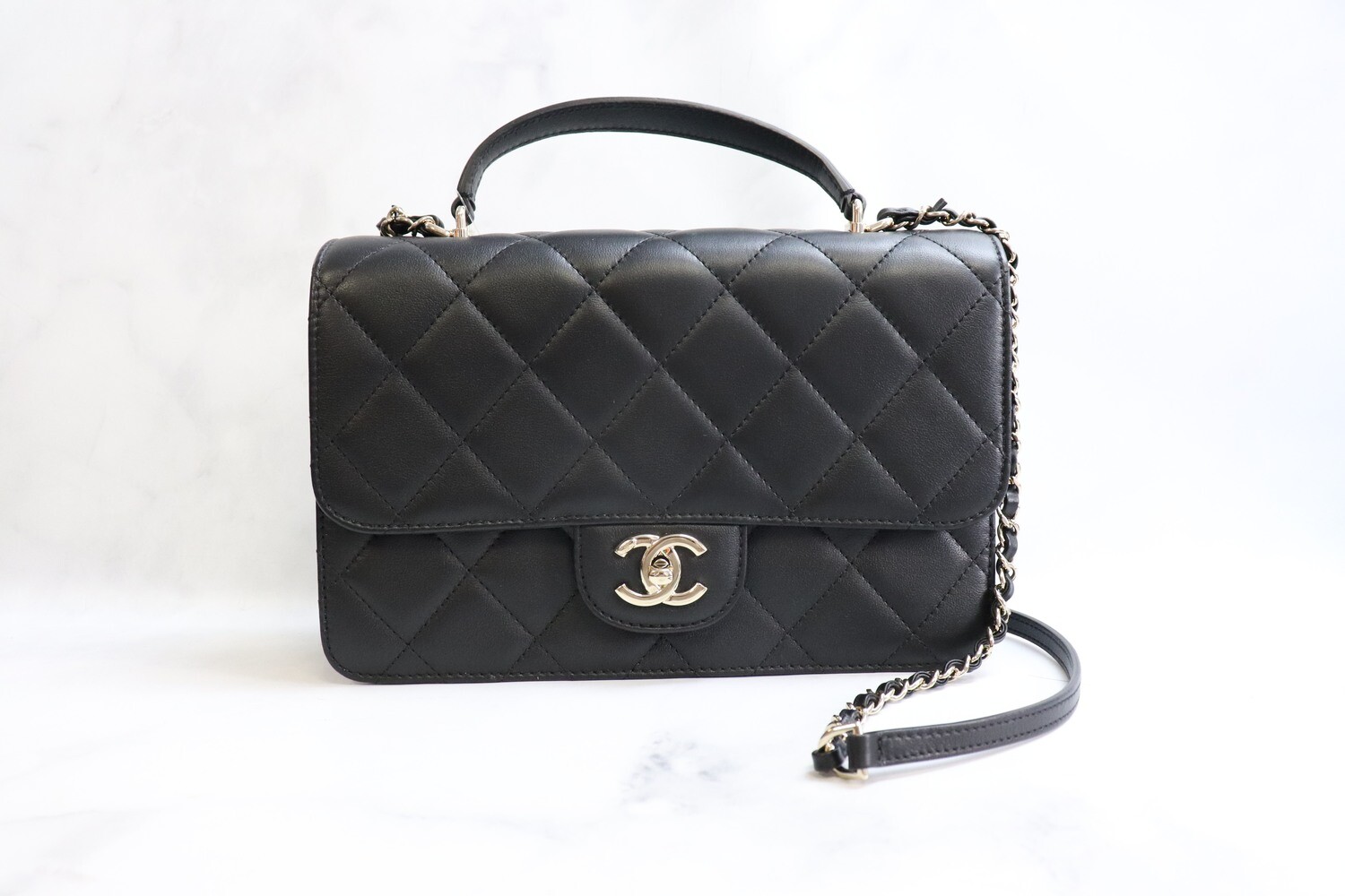 Chanel Seasonal Coco Lady Top Handle Bag, 21A Black Lambskin Leather, Shiny  Gold Hardware, New in Dutstbag