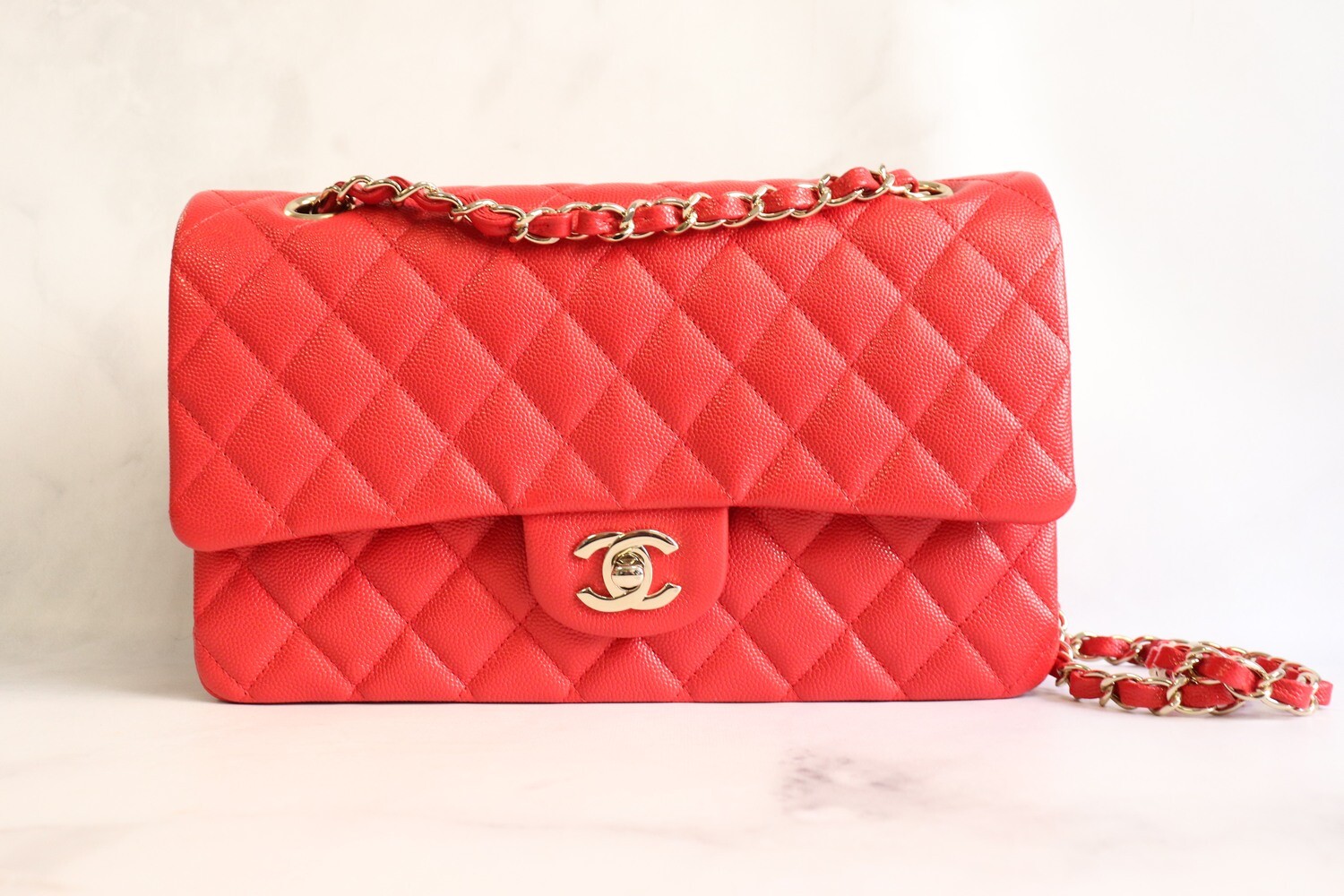 Chanel Classic Medium Double Flap, Red Caviar Leather, Gold Hardware, New in Box