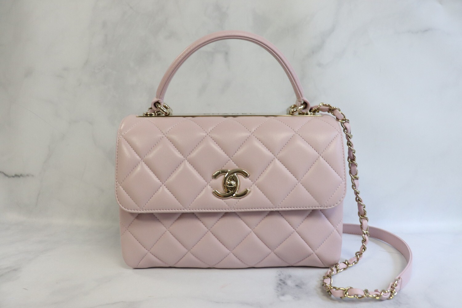 Chanel Trendy Small 21S Pink Lilac Lambskin Leather, Preowned in Box