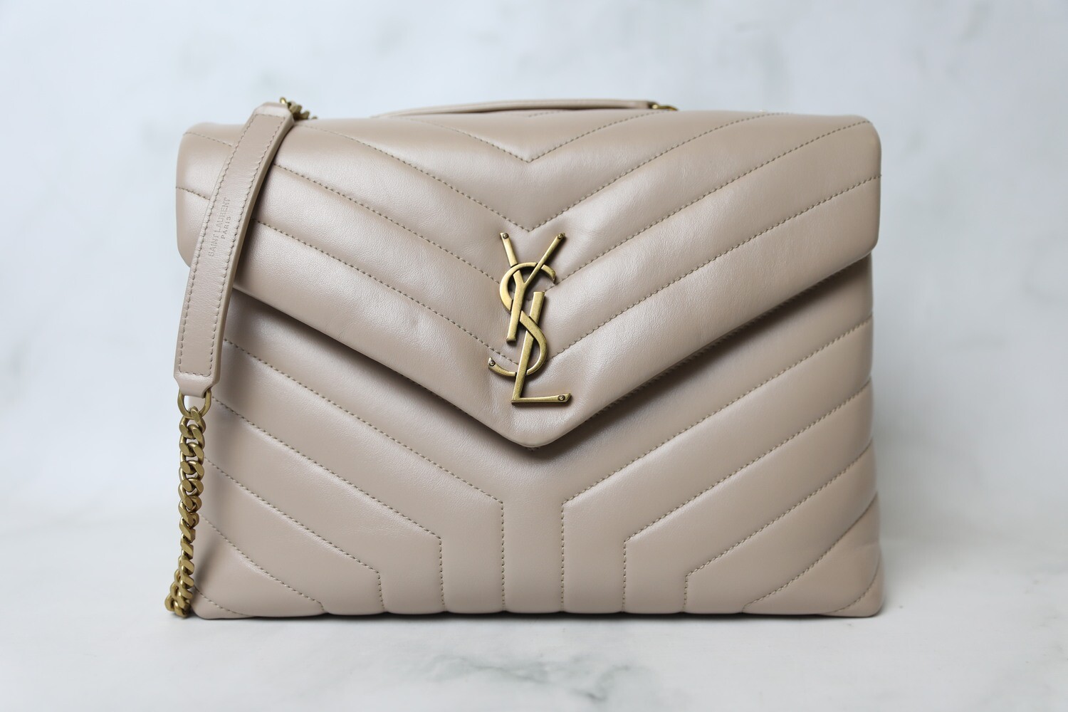 Saint Laurent Lou Lou Medium, Nude with Gold Hardware, Preowned in Dustbag WA001