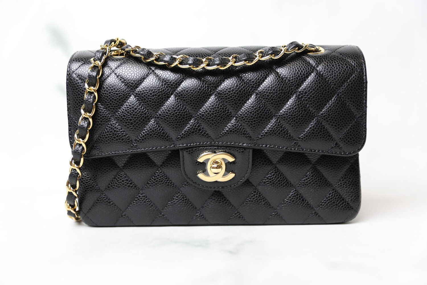 Chanel Classic Small Double Flap, Black Caviar Leather with Gold Hardware,  New in Box - Julia Rose Boston