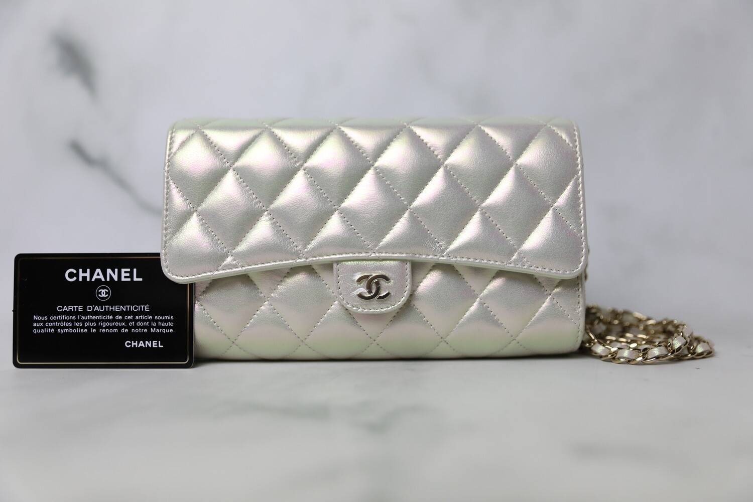 Chanel Phone Case Wallet on Chain, Iridescent Lambskin with Gold Hardware, Preowned in Box WA001