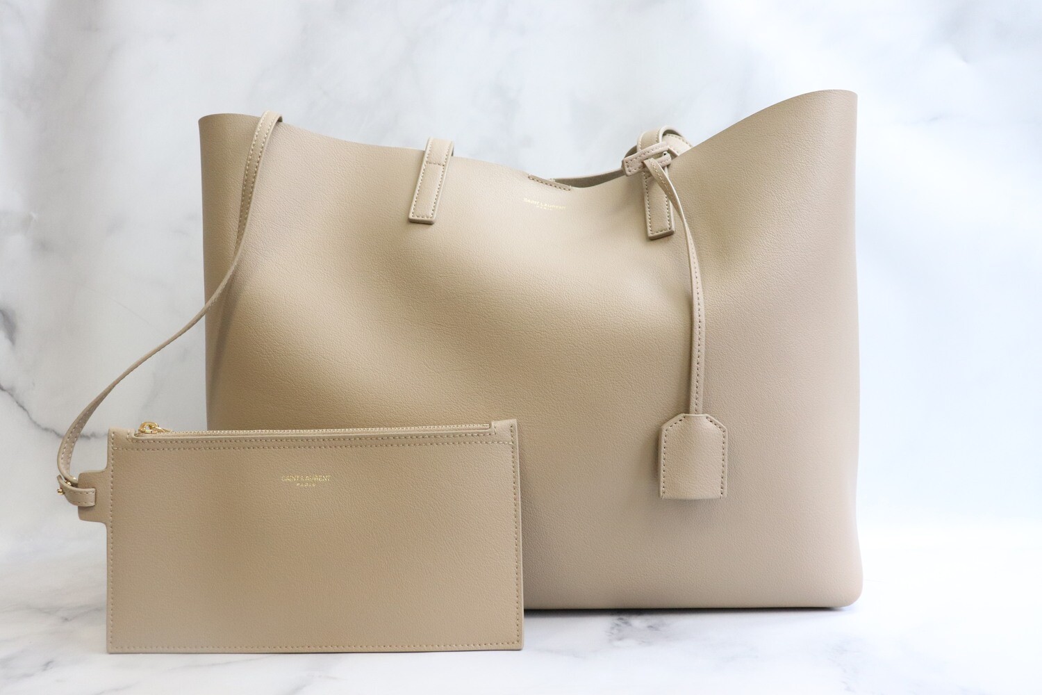Saint Laurent Shopping Bag Dark Beige, New in Dustbag