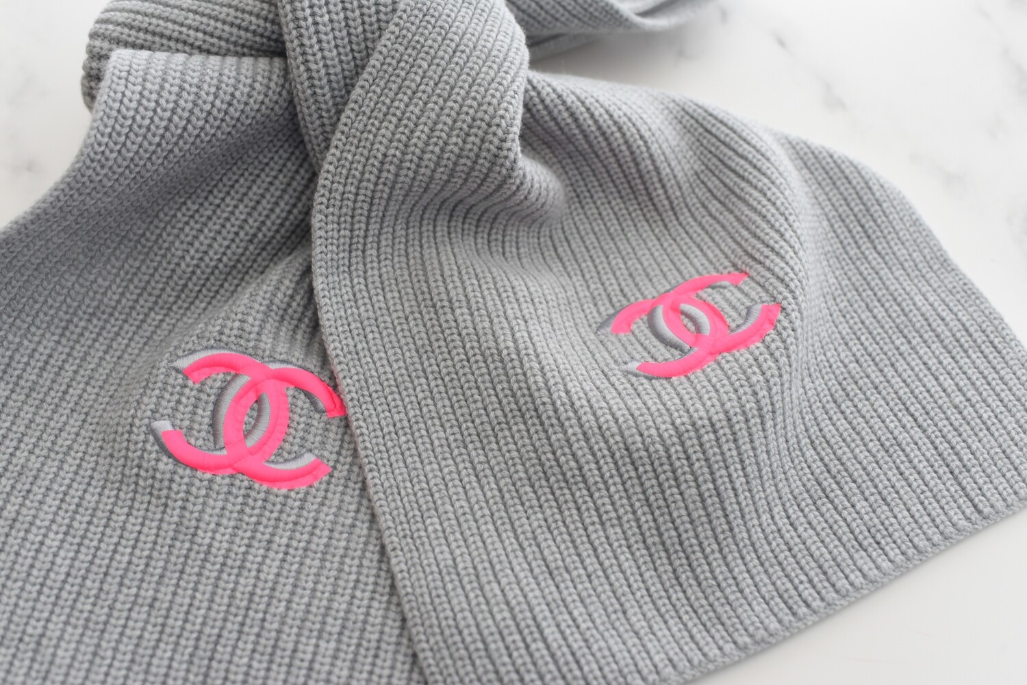 chanel hat and scarf set