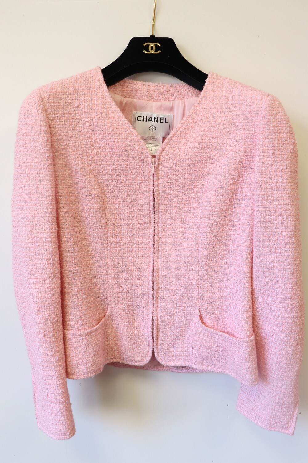 Chanel Vintage Jacket, Pink Tweed, Preowned, Size 38