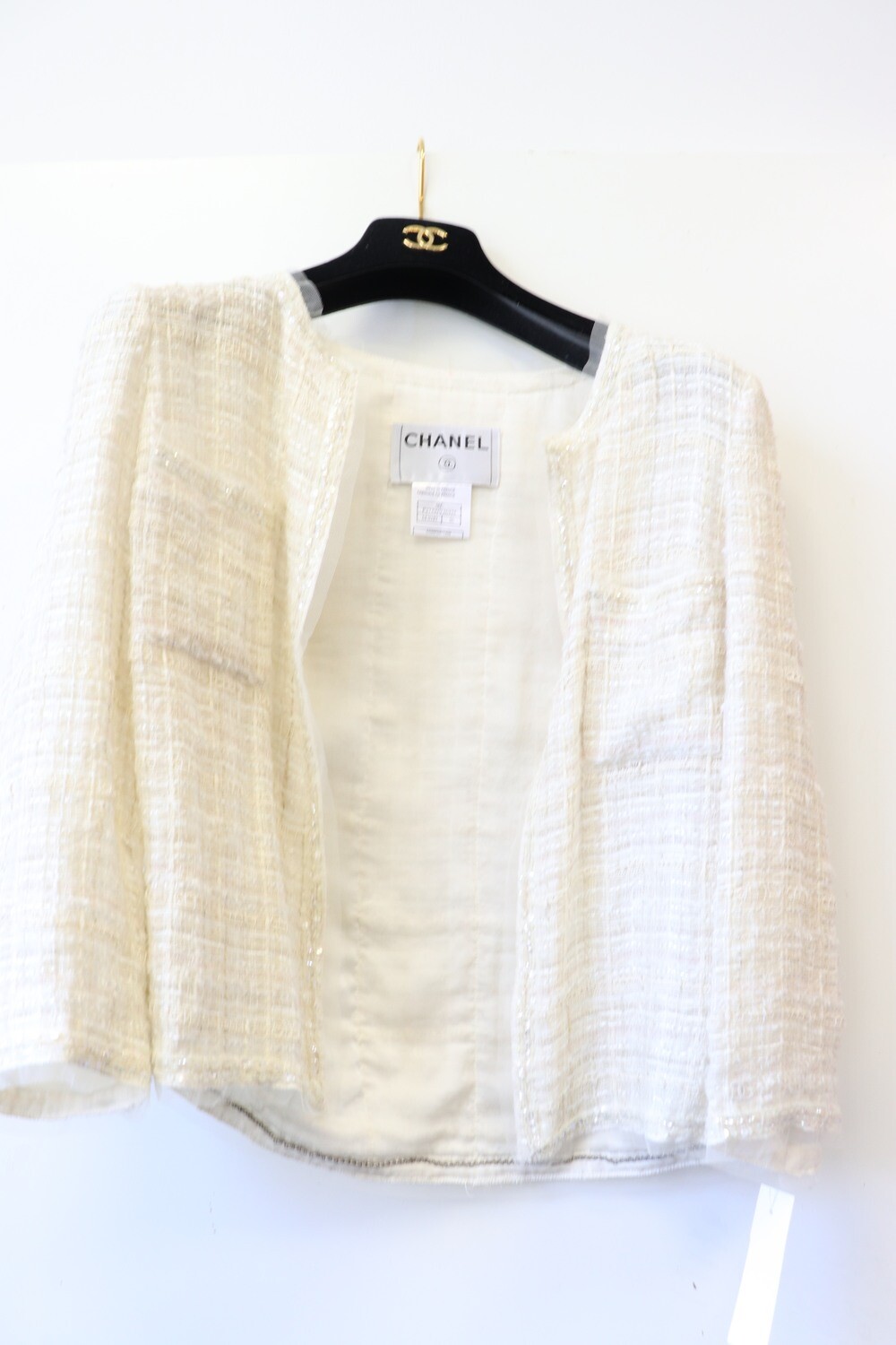 Chanel Jacket, Cream Tweed, 2006C Season, Size 36, Preowned