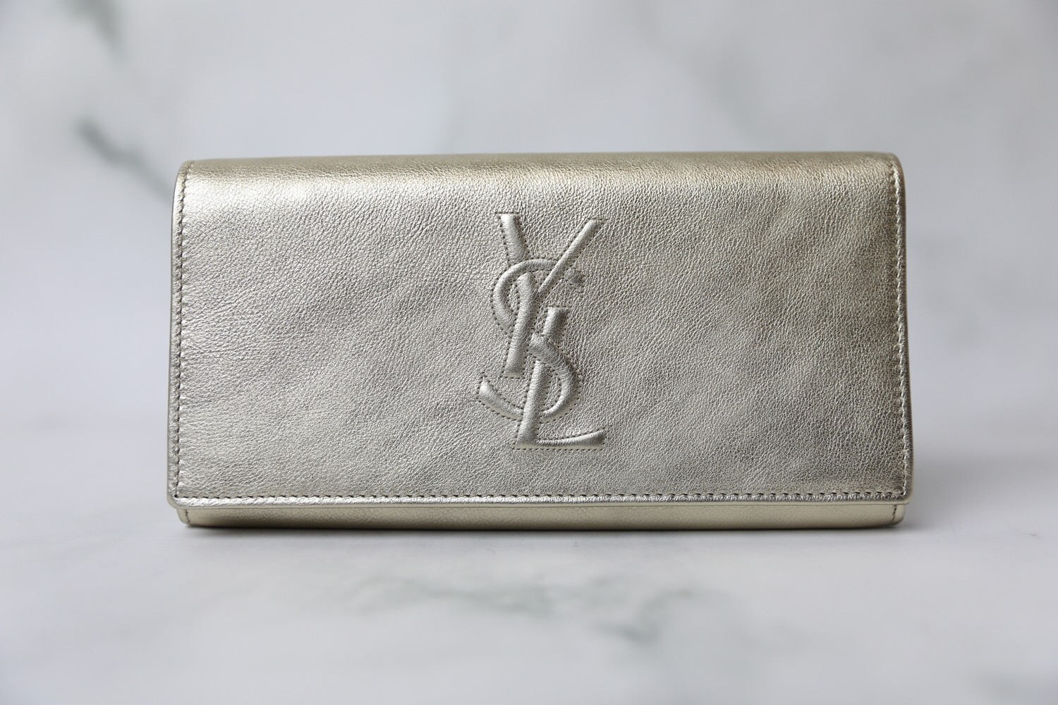 Yves Saint Laurent SLG Belle De Jour Flap Wallet, Metallic Gold, New in Box WA001