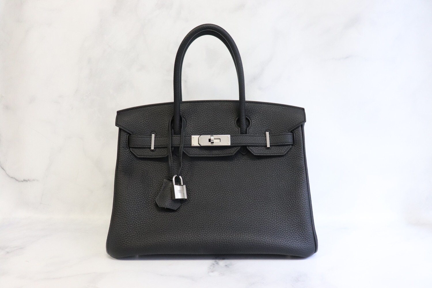 Hermes Birkin 30 Black Togo Leather, Palladium Hardware, 2020 Stamp, Preowned in Box