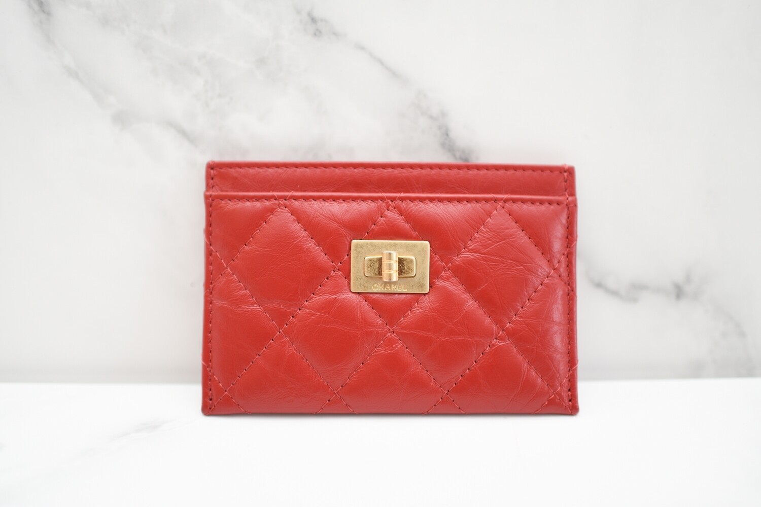 Chanel 2.55 Reissue SLG Flat Cardholder, Red Calfskin Leather, Gold Hardware, New in Box GA001