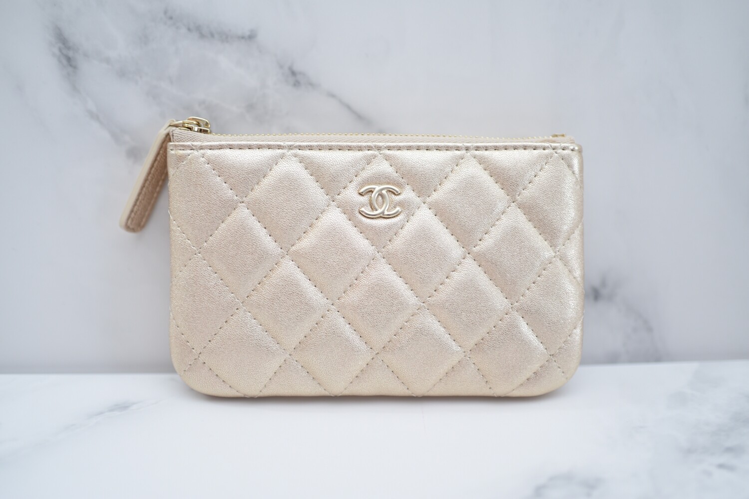 Chanel Classic CC SLG, Mini O Case, Gold Goatskin Leather, Gold Hardware, New in Box