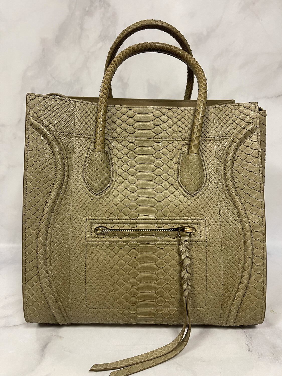 Celine Luggage Phantom Medium Python Taupe, Preowned in Dustbag