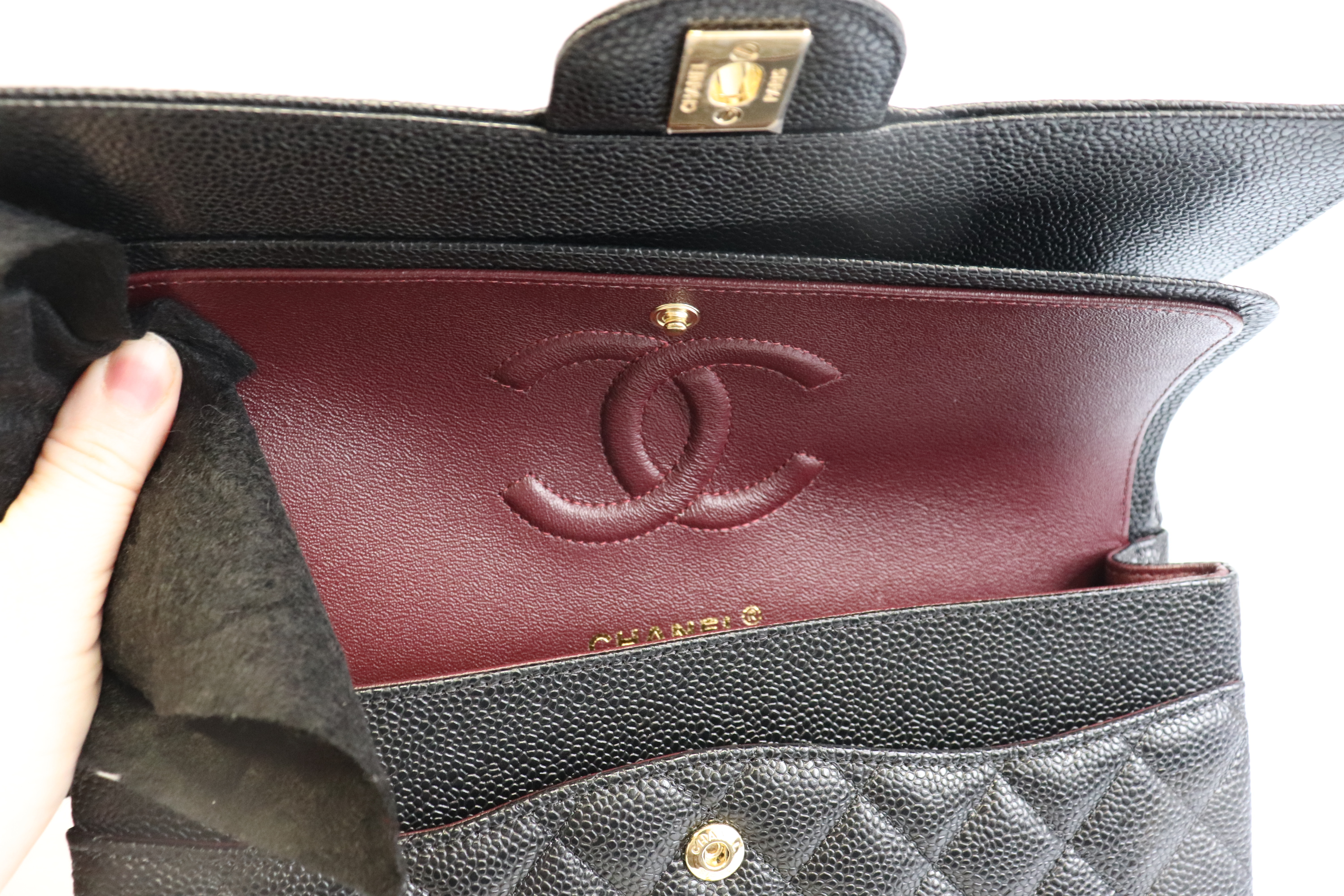 * BOSTON Chanel Classic Medium Double Flap, Black Caviar Leather, Gold  Hardware, New in Box