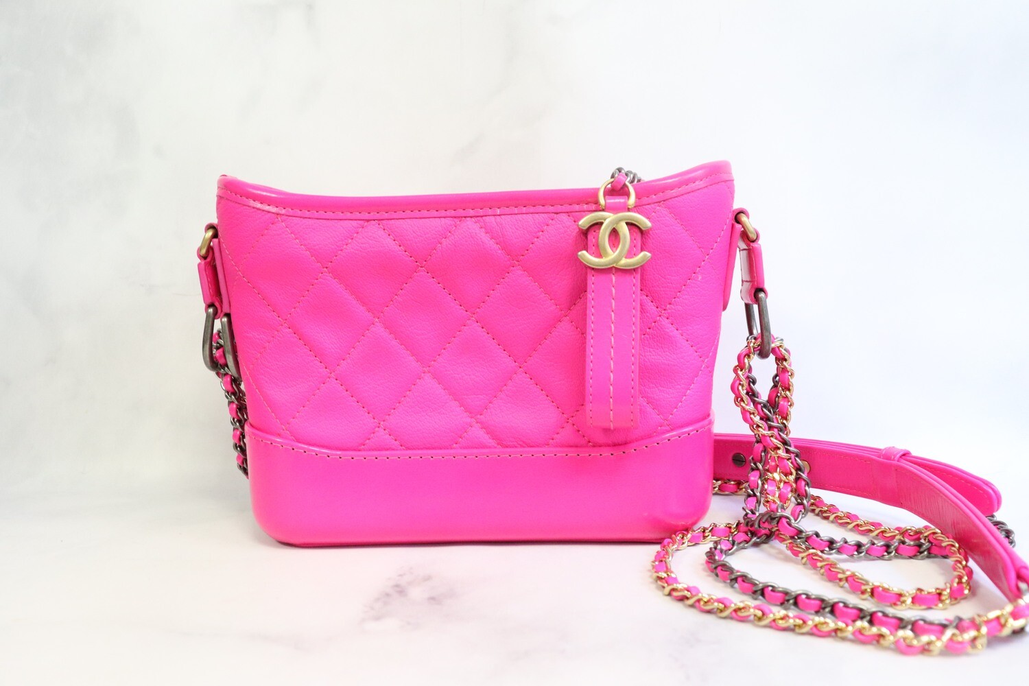 Chanel Gabrielle Small, Hot Pink Leather, Mixed Metal Hardware