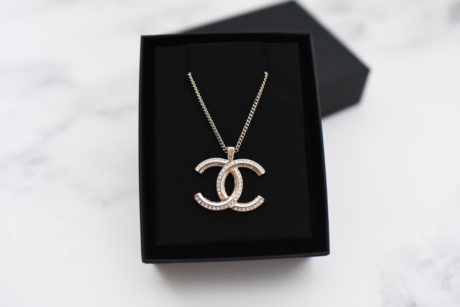 Chanel Crystal Necklace, Gold, New in Box GA001