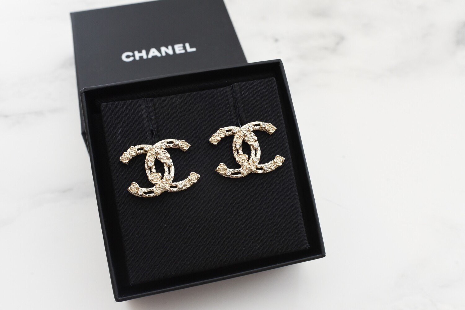 Chanel Large Stone with Drop CC Pearl Earrings, New in Box WA001