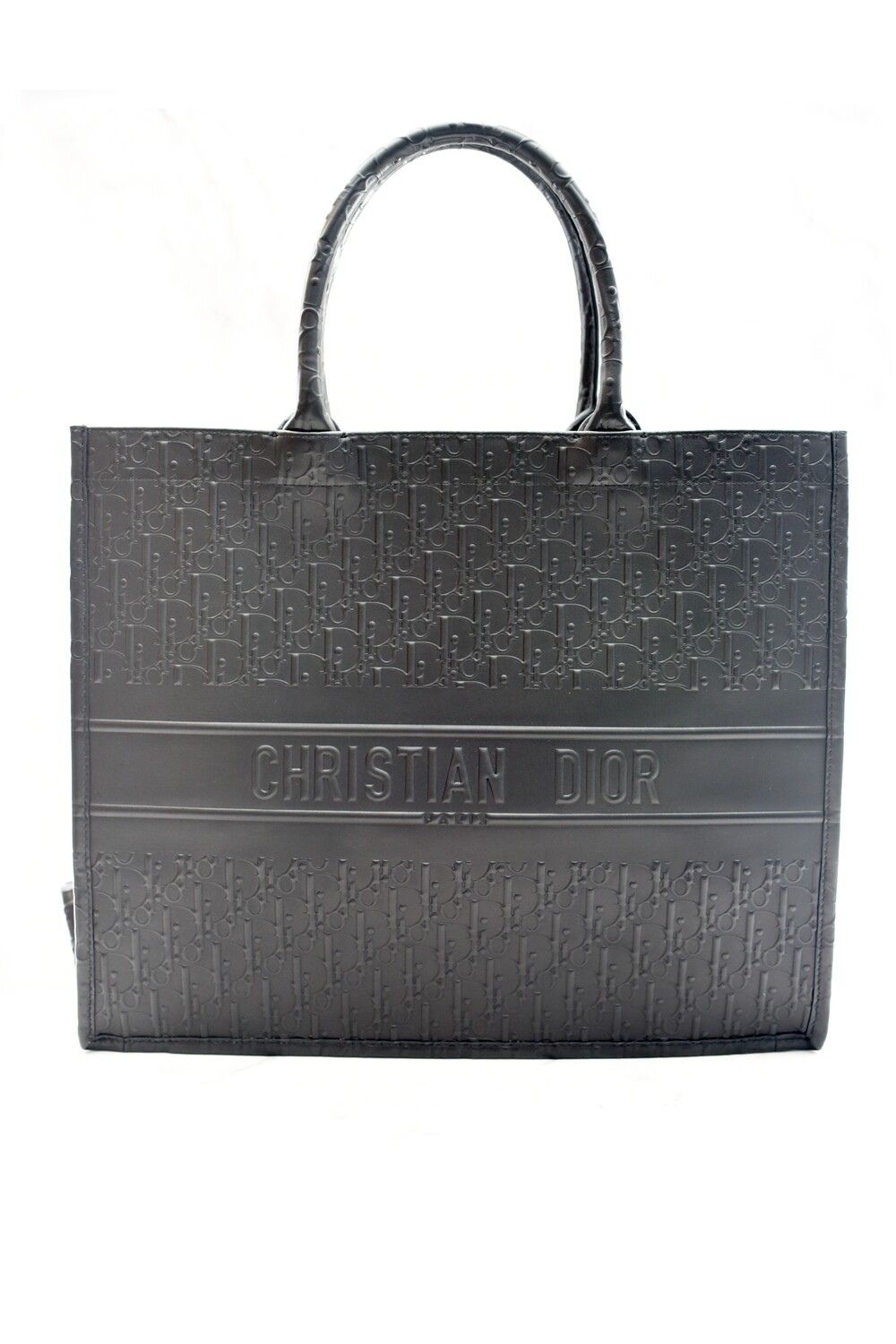Christian Dior Book Tote, Black Dior Oblique Embossed Calfskin, Medium, New in Dustbag GA001