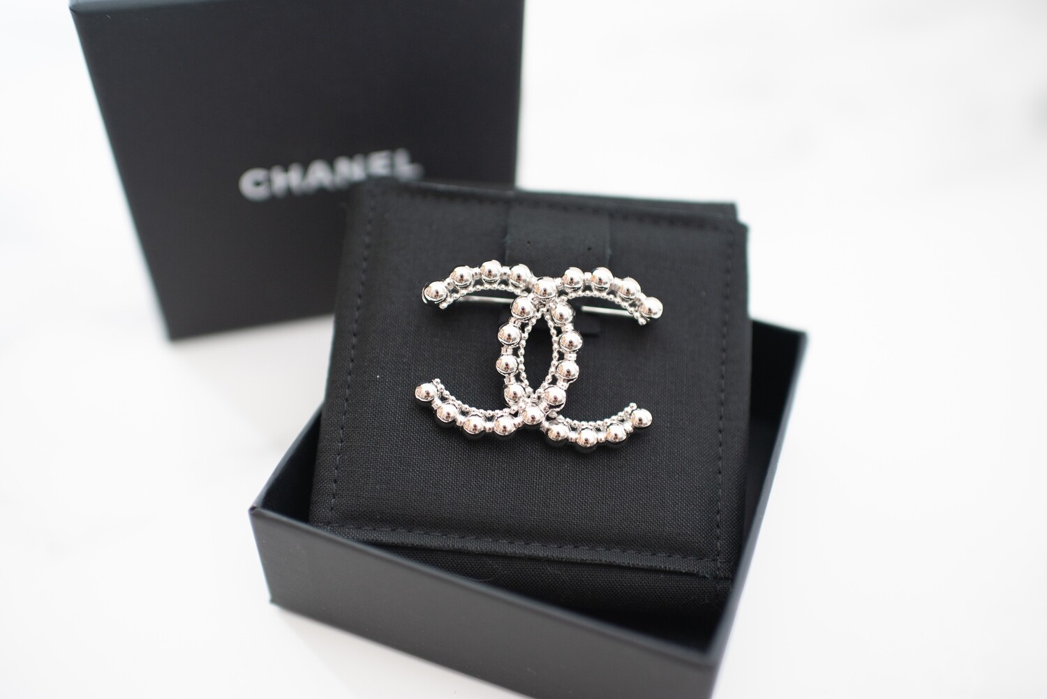 Chanel Brooch, Silver (No Stones), New in Box GA001