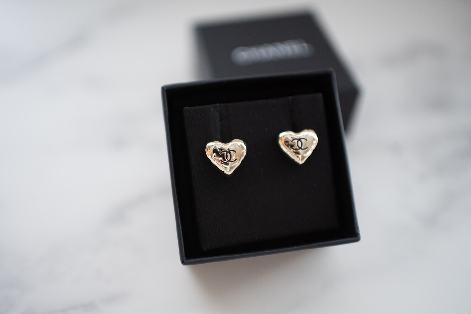 Chanel Earrings Heart Studs with CC, New in Box WA001 - Julia Rose Boston