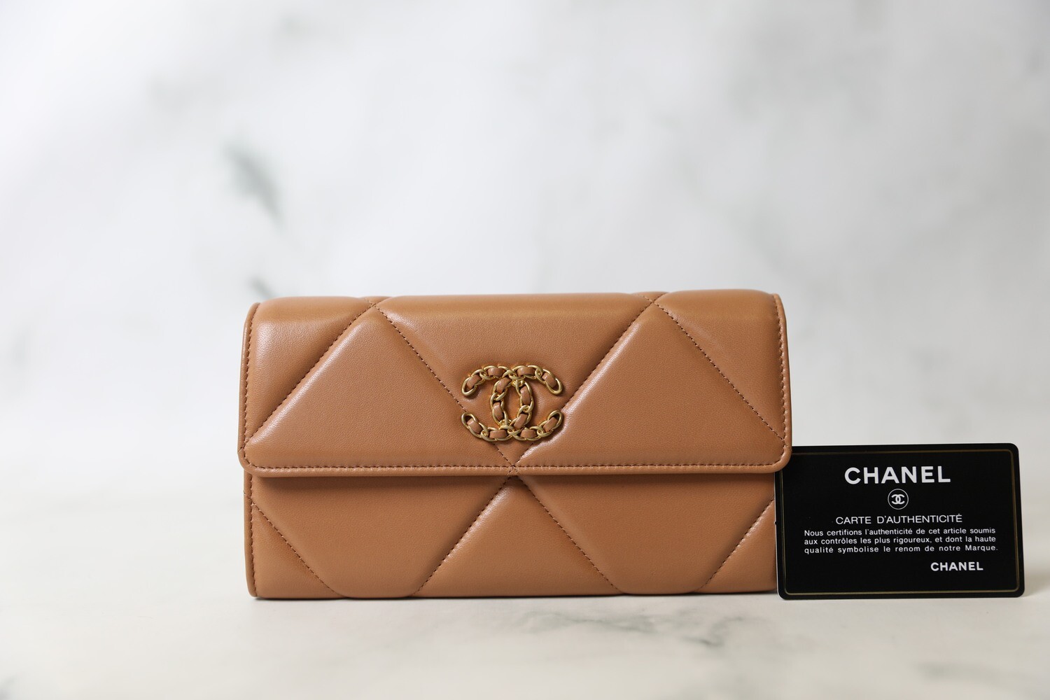 Chanel SLG 19 Long Wallet, 21K Caramel Lambskin, New in Box WA001