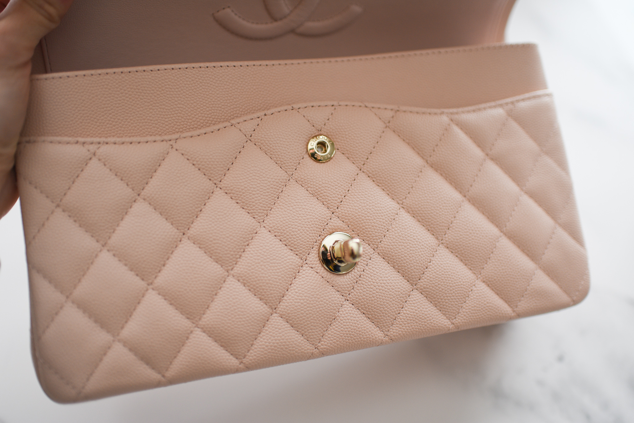 Chanel Classic Medium Double Flap, 22C Beige Caviar Leather, Gold Hardware,  New in Box WA001