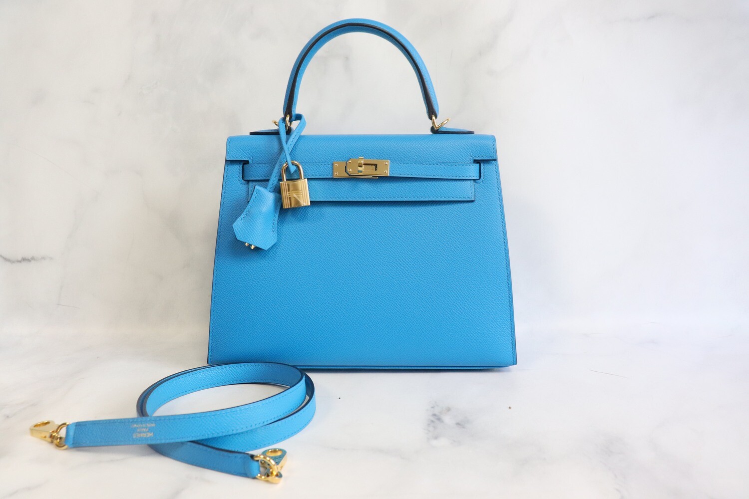 Hermes Kelly 25 Blue Frida With Gold Hardware, Preowned In Box, Z Stamp -  Julia Rose Boston