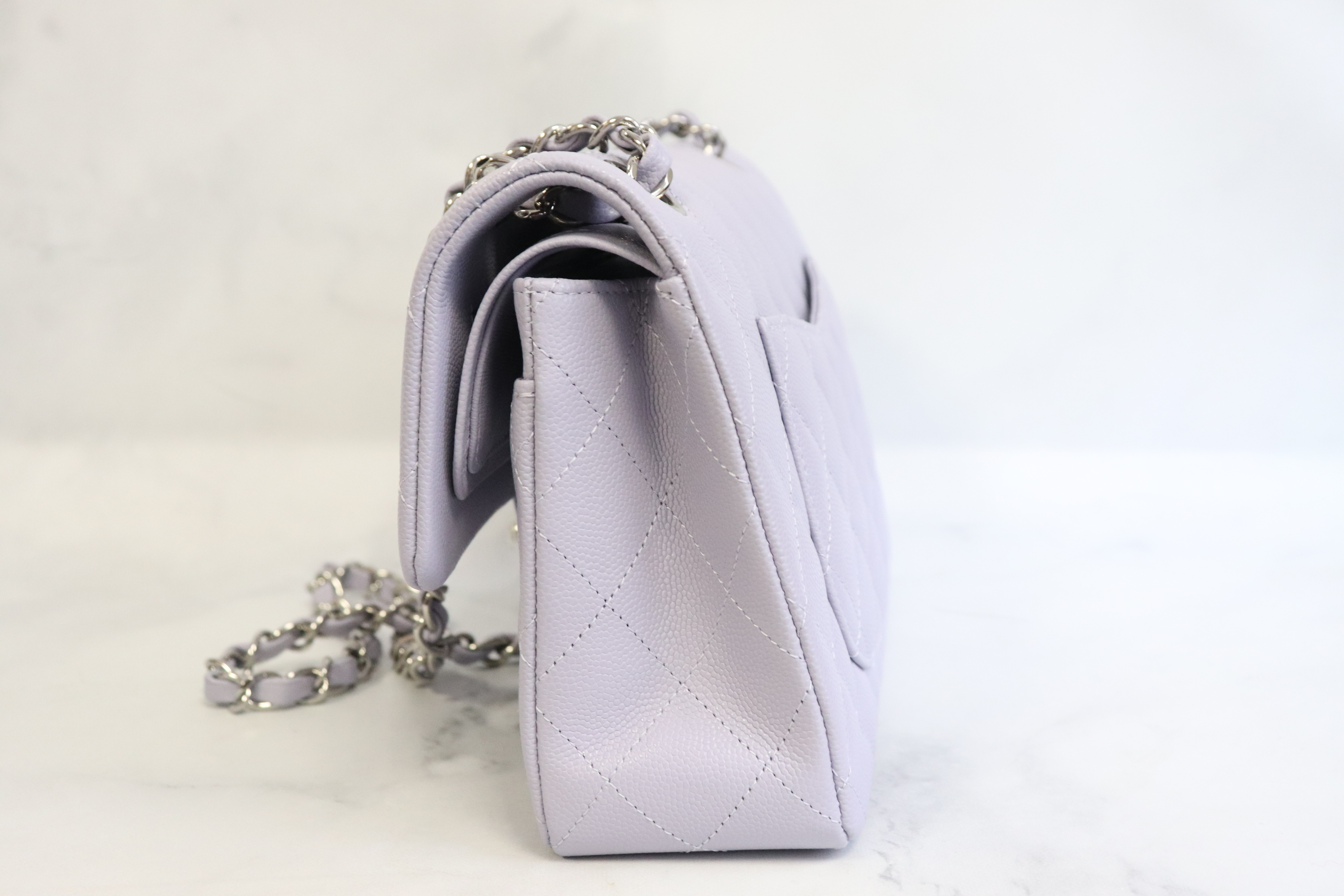 Chanel Classic Small Double Flap, Lilac Caviar Leather, Silver Hardware,  New in Box