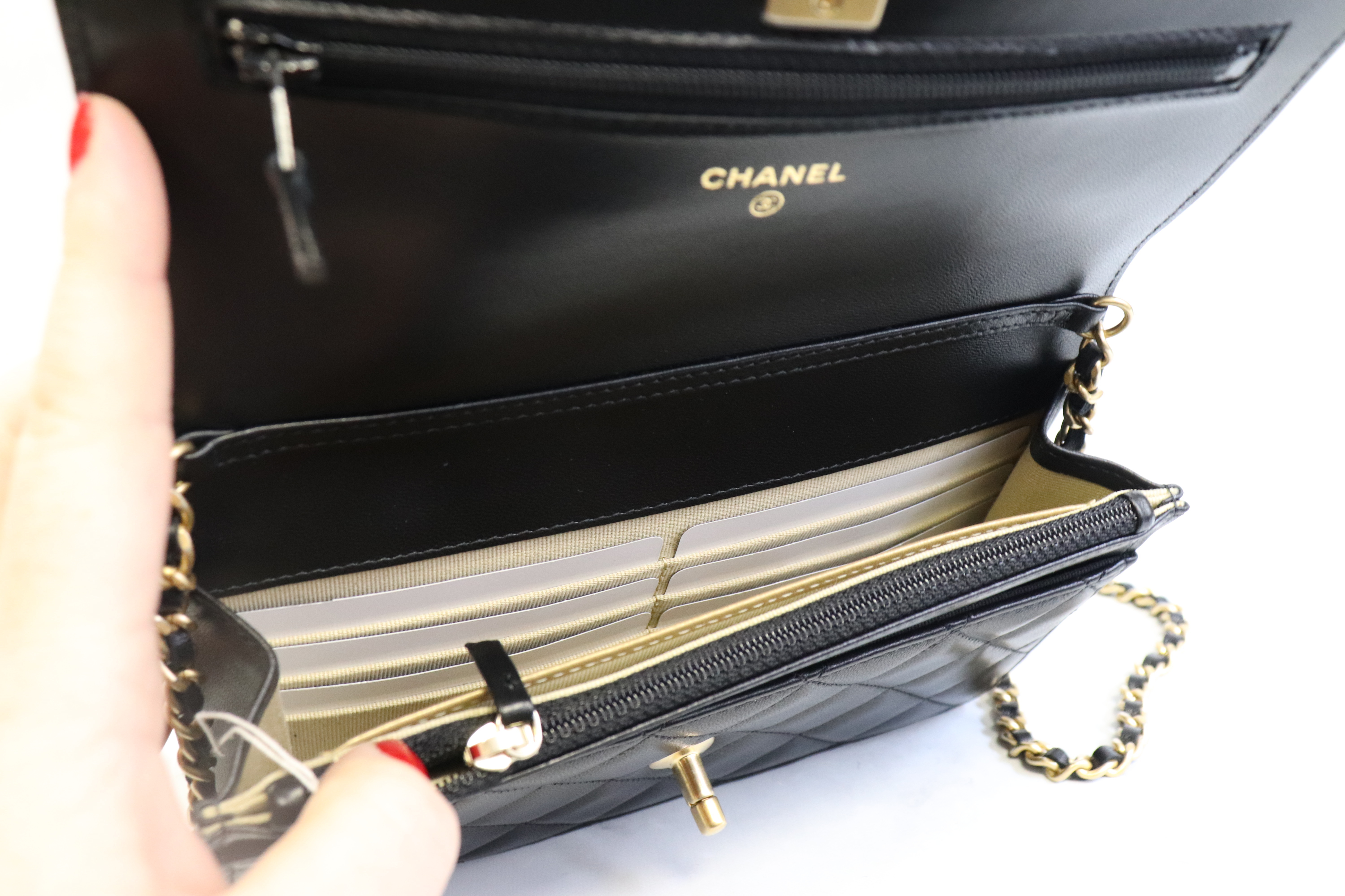 Chanel Wallet on Chain Pearl Crush, 22C Black Lambskin Leather, Brushed  Gold Hardware, New in Box