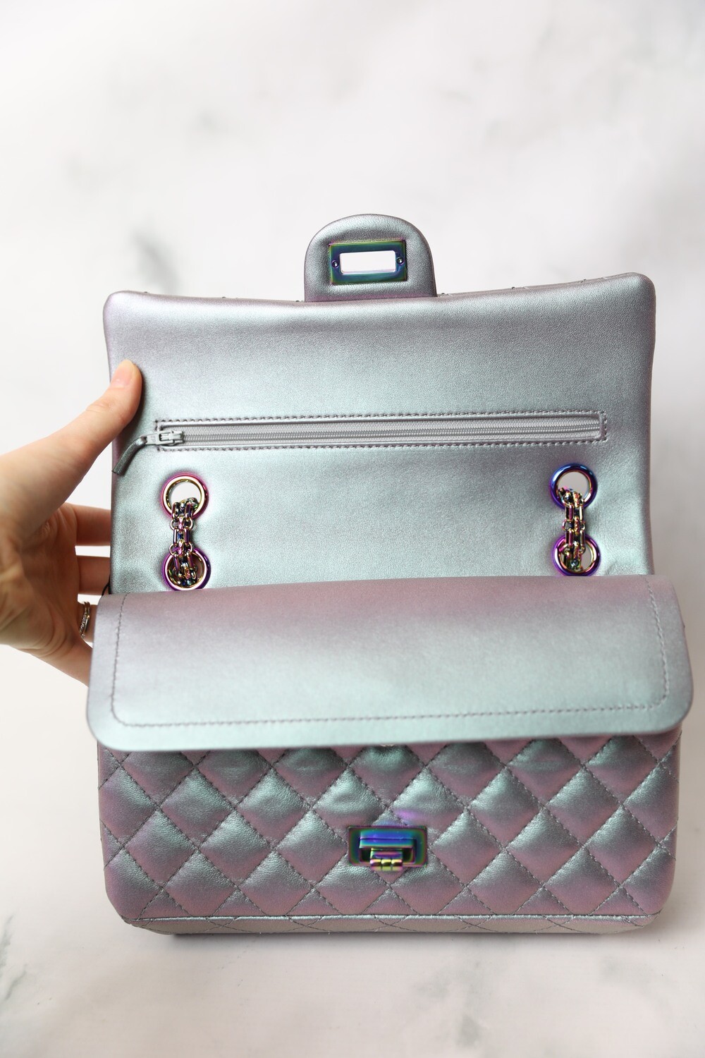 Chanel Reissue Purple Iridescent with Rainbow Hardware New in Box WA001