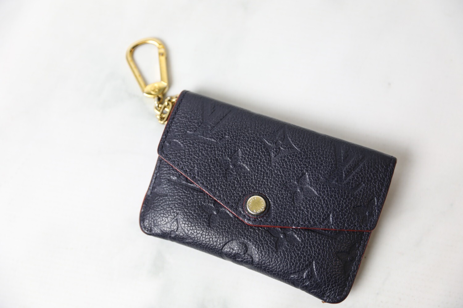 Louis Vuitton Key Pouch, Empreinte Marine Rouge, Preowned in Box