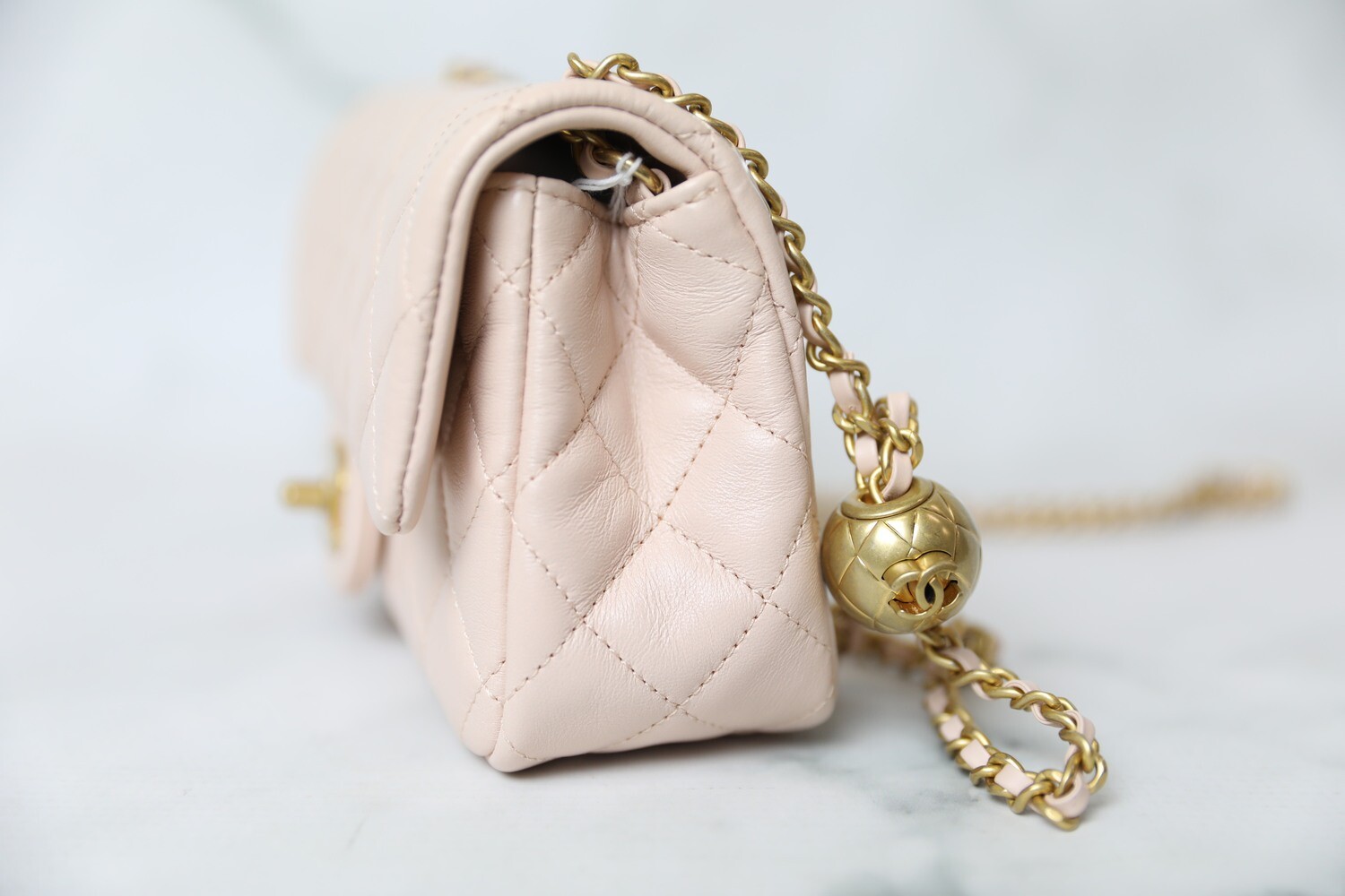 Chanel Pearl Crush Mini Rectangular, Beige Pink Lambskin with Gold