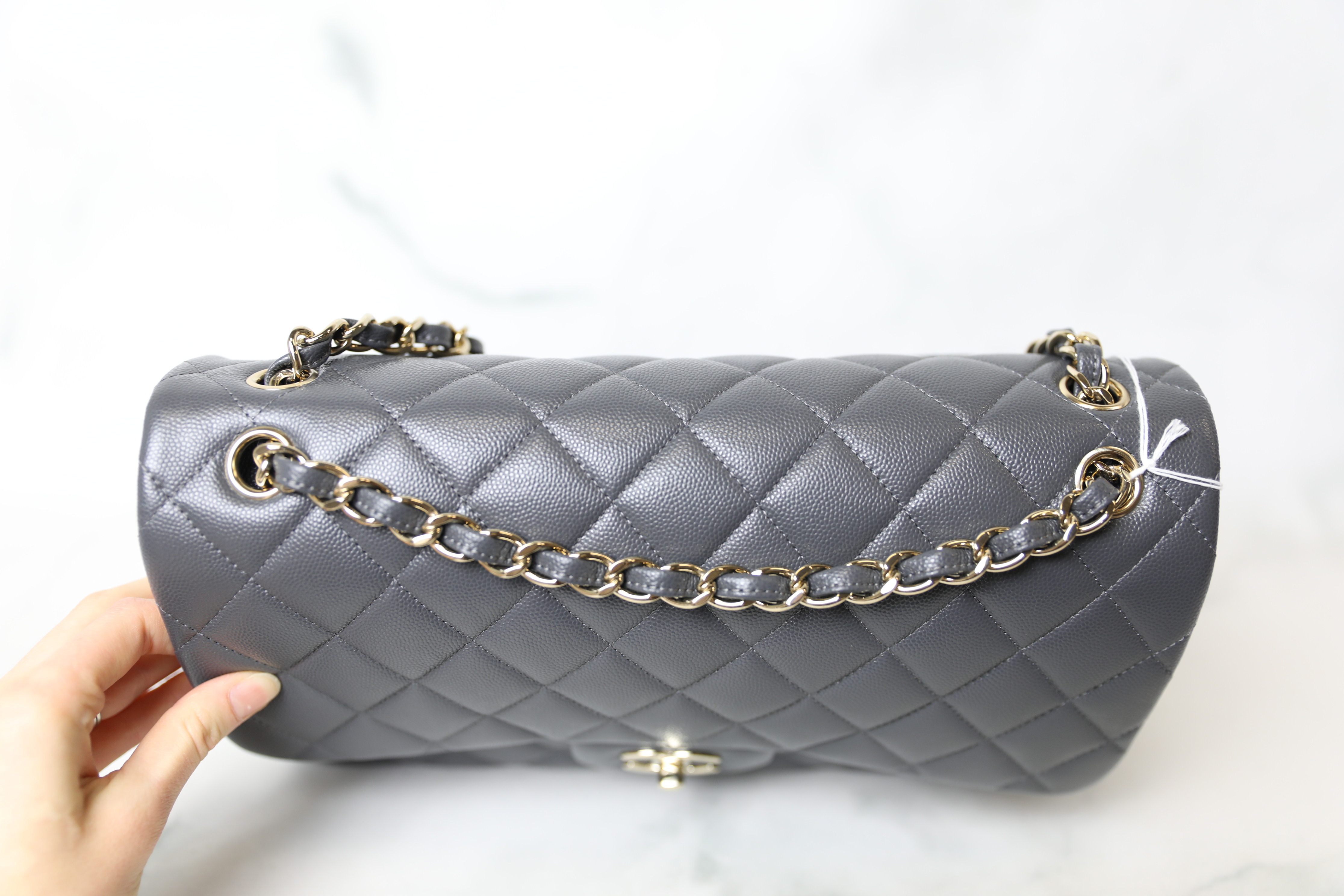 Chanel Dark Grey Caviar Skin Jumbo Classic Flap Bag - ASL1609 –  LuxuryPromise