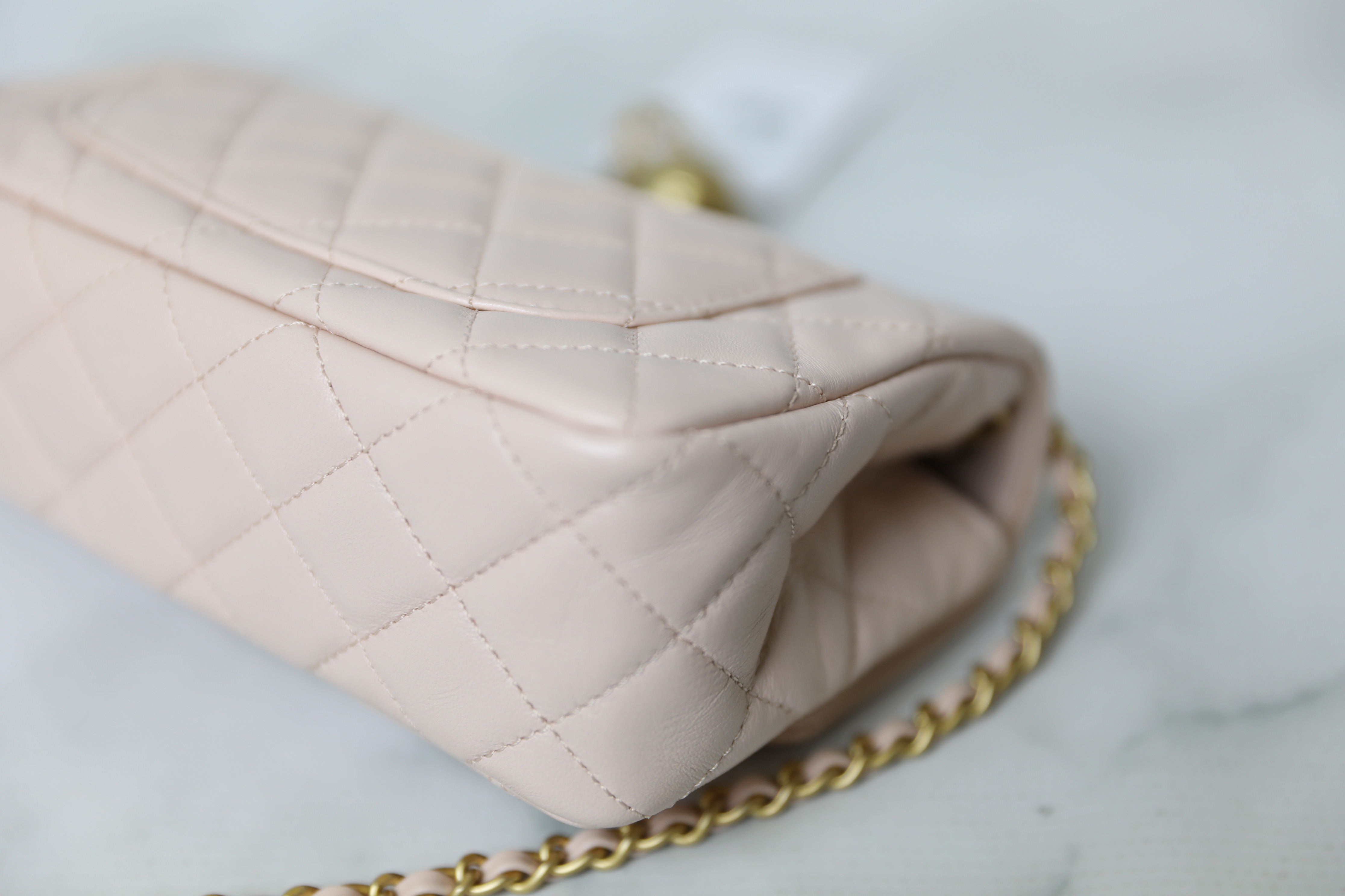 Chanel Pearl Crush Mini Rectangular, Beige Pink Lambskin with