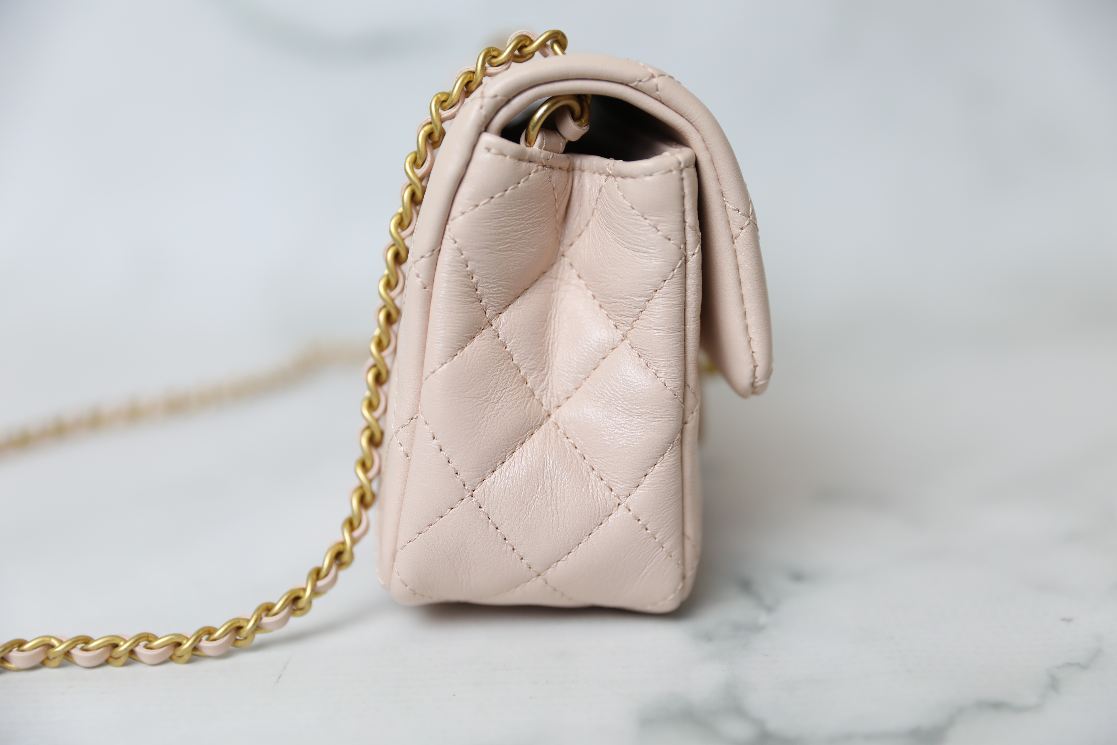 Chanel Pearl Crush Mini Rectangular, Beige Pink Lambskin with Gold  Hardware, New in Box WA001
