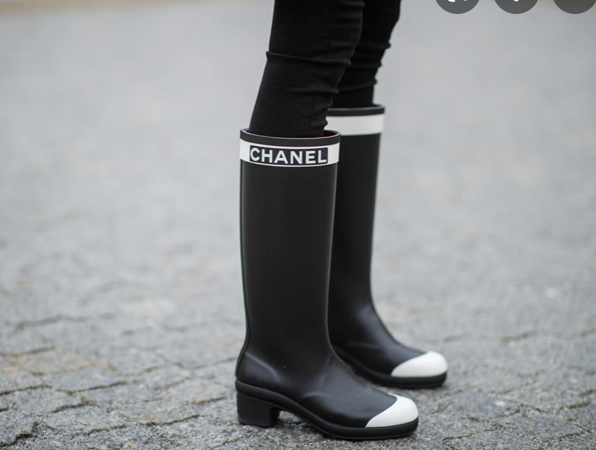 Pin by Matija on Fashion in 2023  Chanel rain boots Chanel boots Rubber  boots outfit