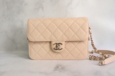 Chanel Seasonal Like a Wallet Small Beige Caviar with Gold Hardware, New in Box WA001