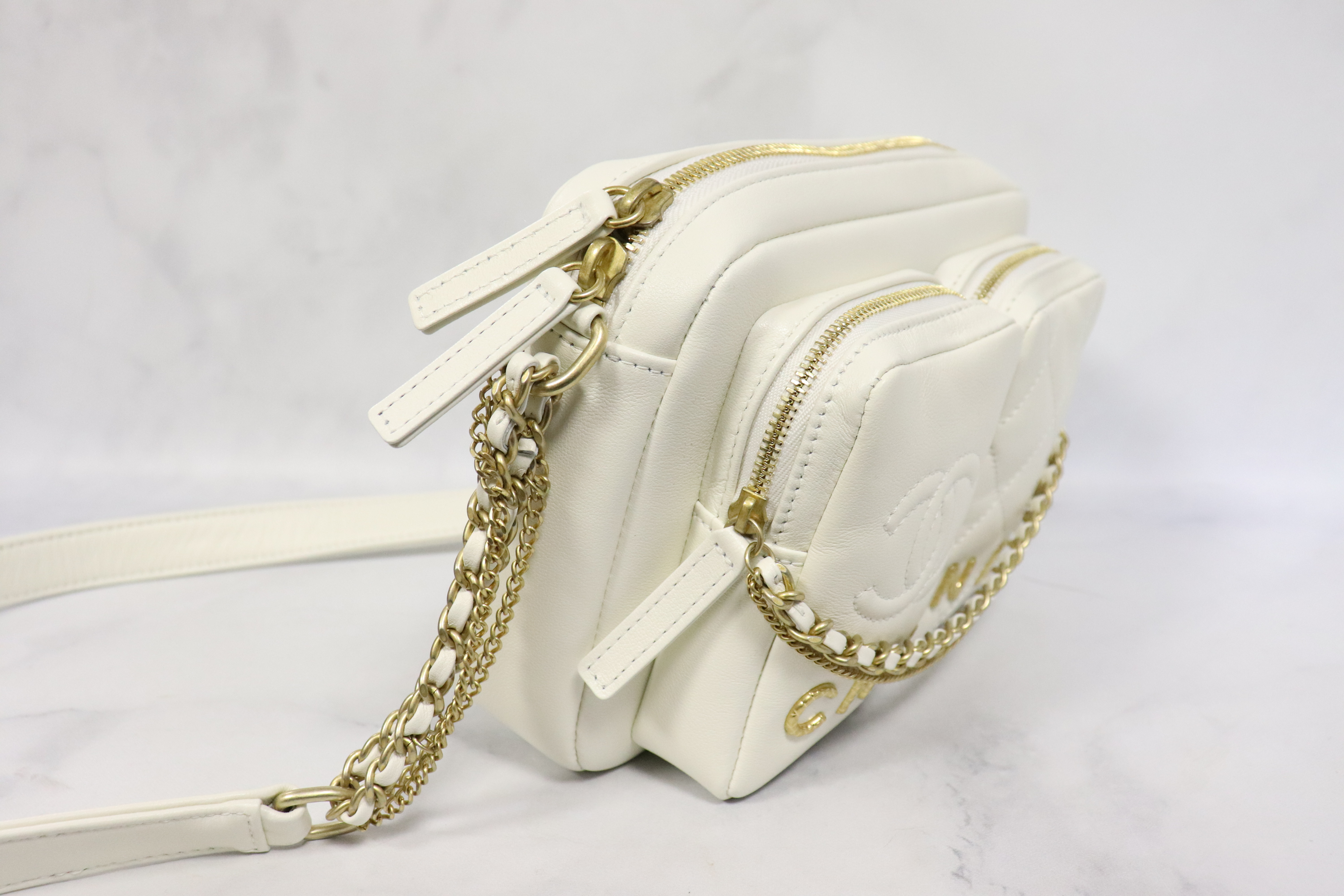 Chanel Camera Bag Small, White Smooth Calfskin, Preowned In Dustbag (Mint  Condition) GA002 - Julia Rose Boston