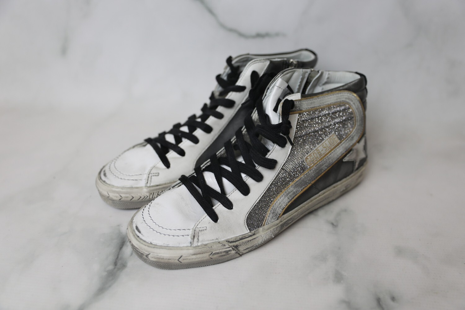 Golden goose 2025 gunmetal slide
