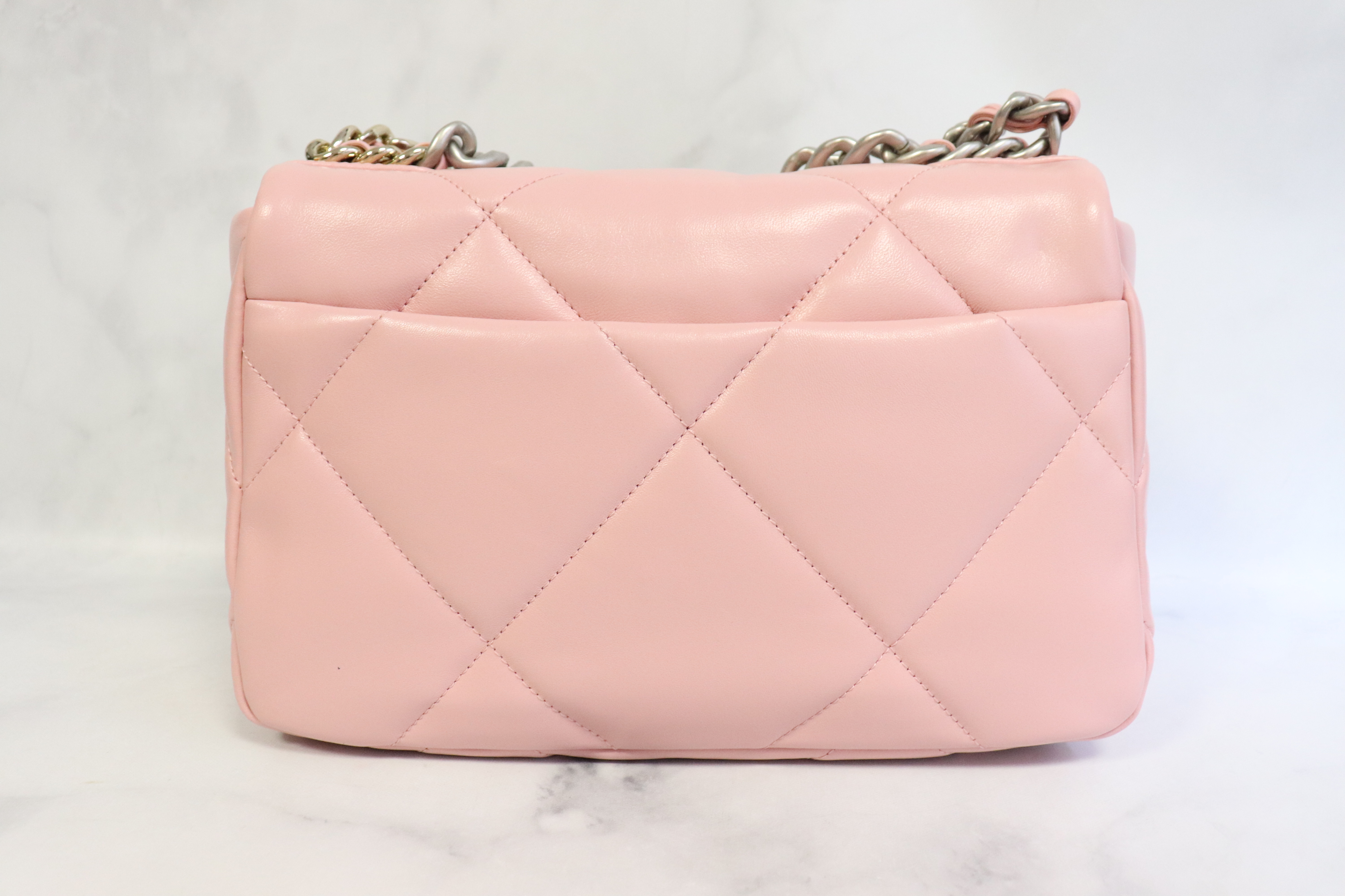 Chanel 19 Small, 21S Pink Leather, New in Box MA001 - Julia Rose Boston