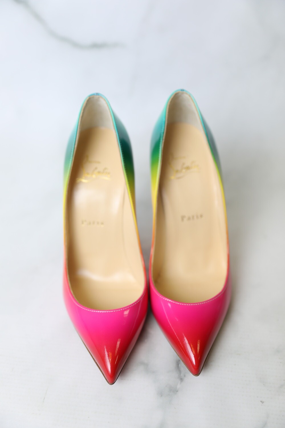 Christian Louboutin Shoes Multicolor Limited Edition Pigalle Follies 100mm  Patent Leather Rainbow Pumps, New in Box