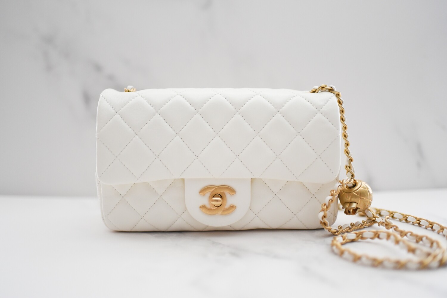 Chanel Pearl Crush Mini Rectangular, White Lambskin with Gold Hardware, New  in Box GA001 - Julia Rose Boston